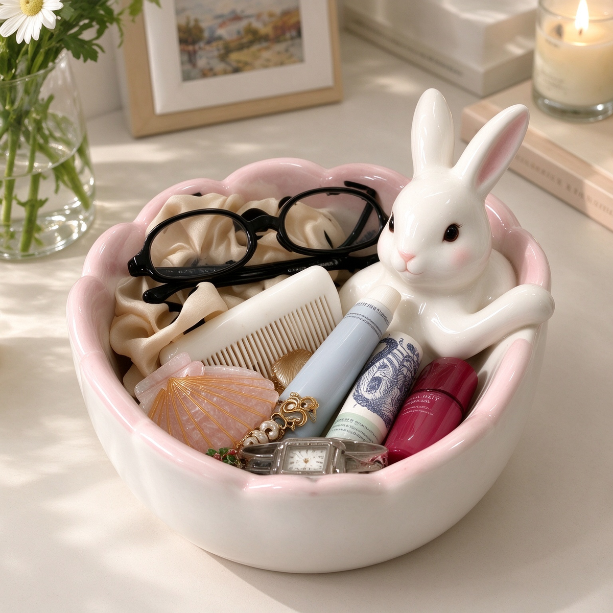 Sleeping Bunny Ceramic Trinket Bowl