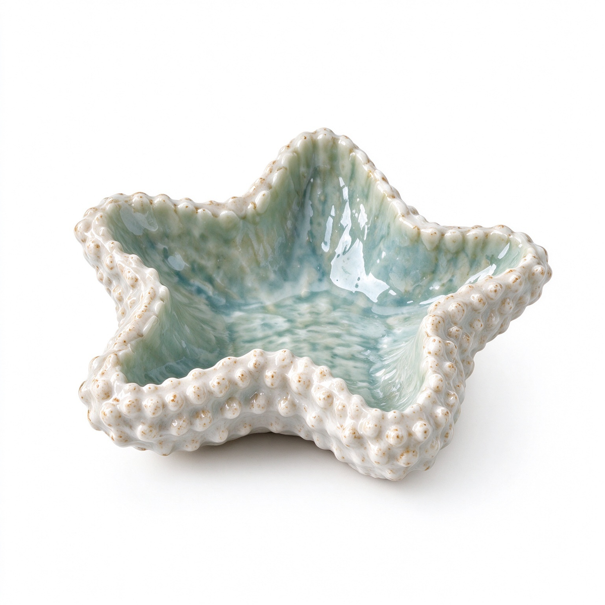Starfish Teal Ceramic Trinket Bowl