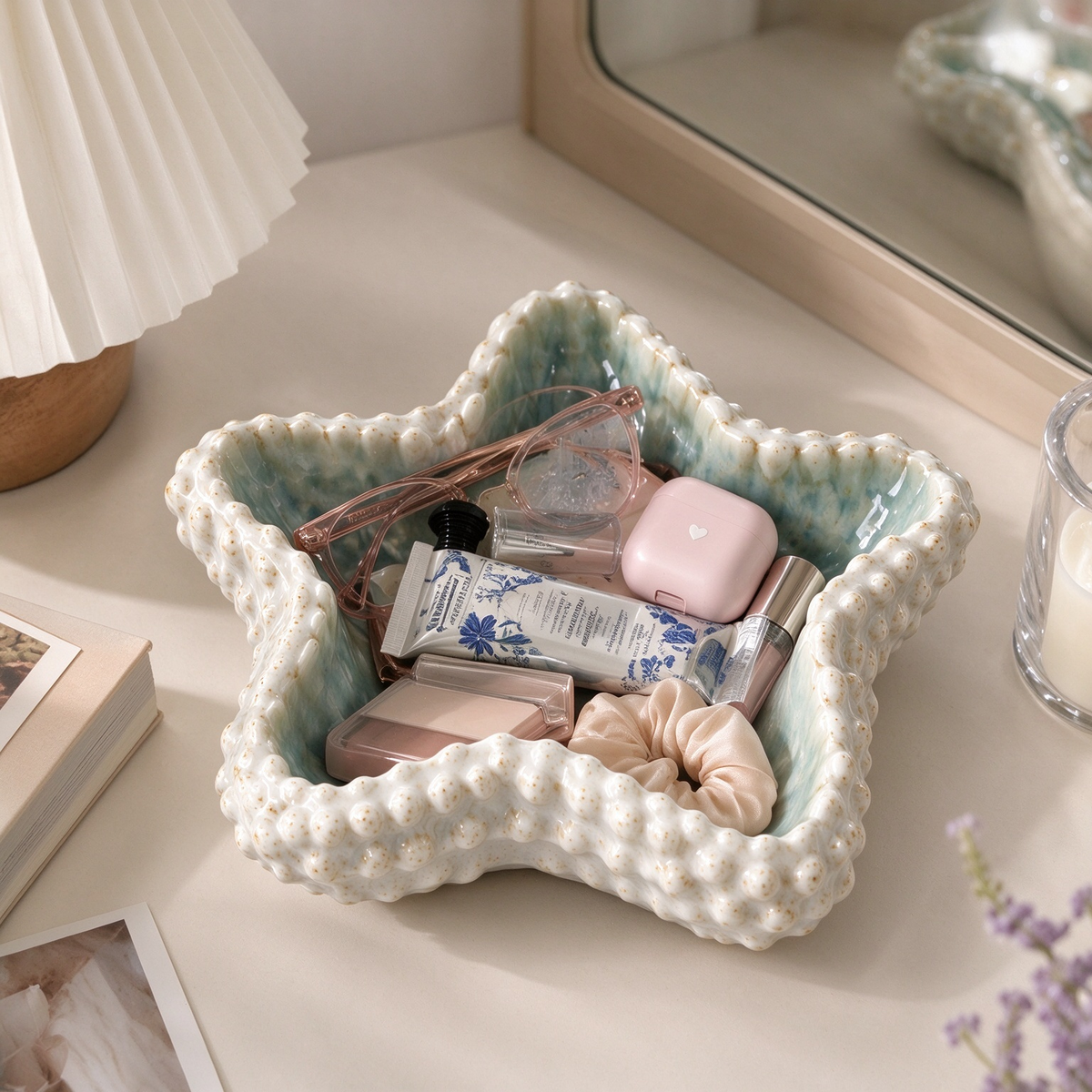 Starfish Teal Ceramic Trinket Bowl