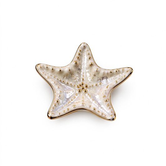Gold Starfish Ceramic Trinket Dish