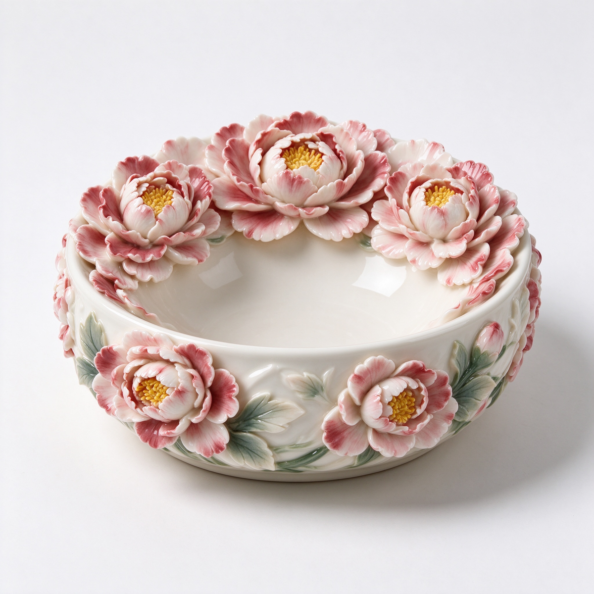 Handmade Peony Floral Ceramic Trinket Bowl