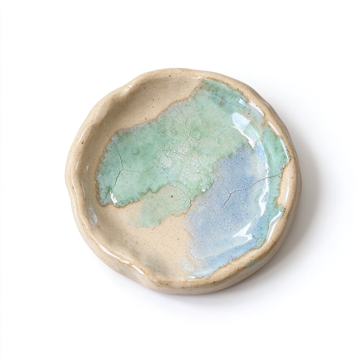 Crackle Glaze Jade Green Ceramic Trinket Dish