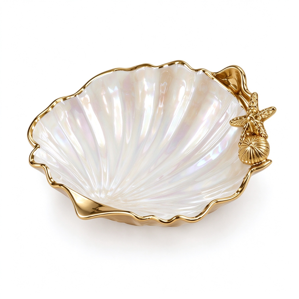 Pearl Seashell Ceramic Trinket Dish