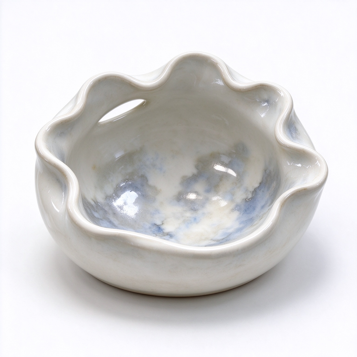 Cloud Marble Ceramic Trinket Bowl with Petal Rim