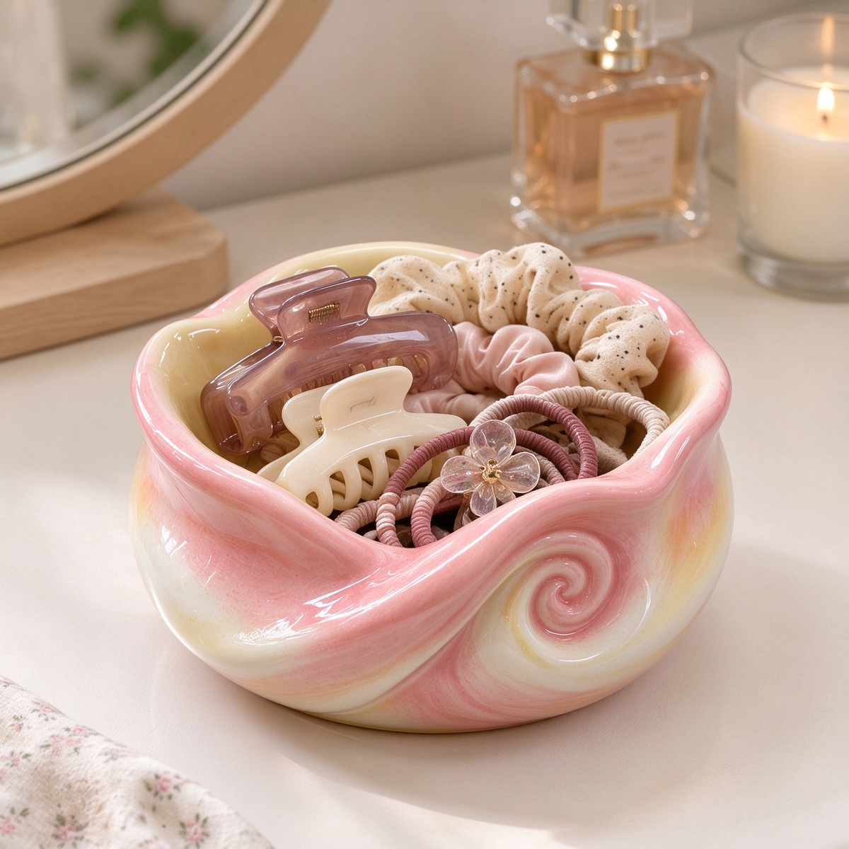 Swirl Petal Ceramic Trinket Bowl
