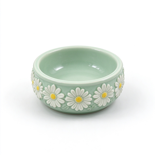 Daisy Relief Mint Ceramic Trinket Bowl