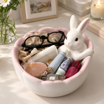Sleeping Bunny Ceramic Trinket Bowl