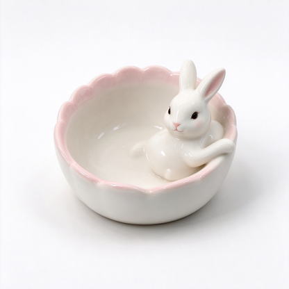 Sleeping Bunny Ceramic Trinket Bowl