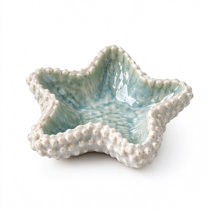 Starfish Teal Ceramic Trinket Bowl