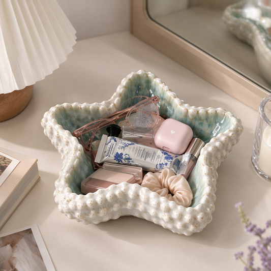 Starfish Teal Ceramic Trinket Bowl