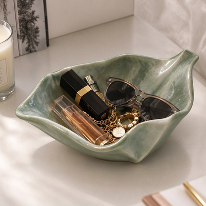 Leaf Gradient Ceramic Trinket Bowl