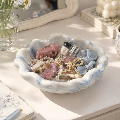 Marble Petal Ceramic Trinket Bowl