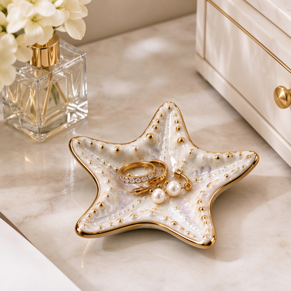 Gold Starfish Ceramic Trinket Dish