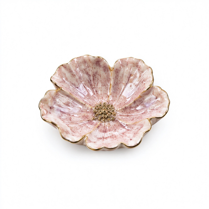 Gradient Floral Ceramic Trinket Dish with Gold Center