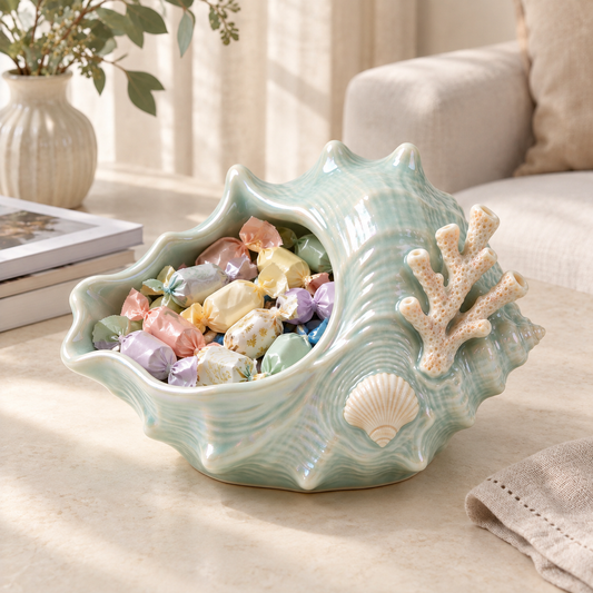 Conch & Coral Ceramic Trinket Bowl