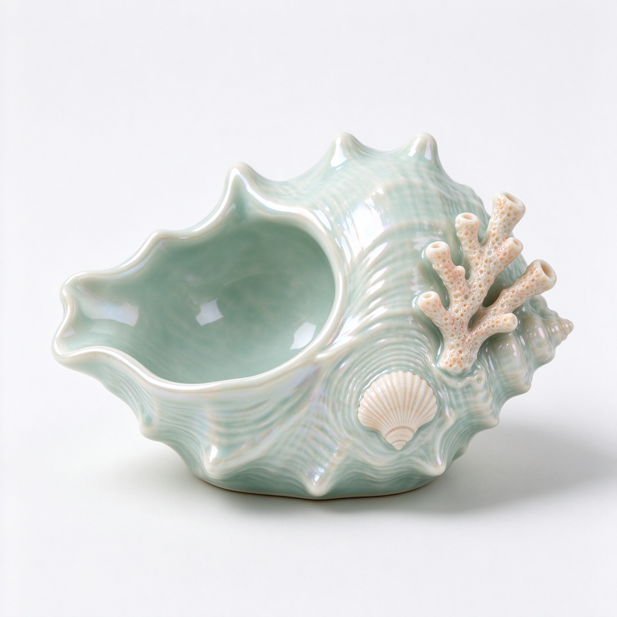 Conch & Coral Ceramic Trinket Bowl