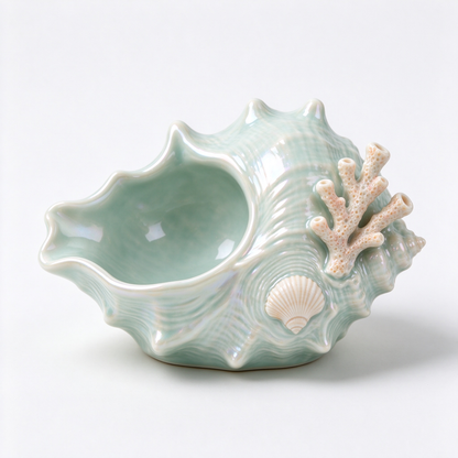 Conch & Coral Ceramic Trinket Bowl