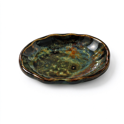 Reactive Glaze Ruffle Ceramic Trinket Dish