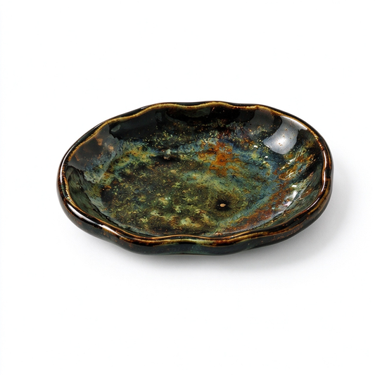 Reactive Glaze Ruffle Ceramic Trinket Dish