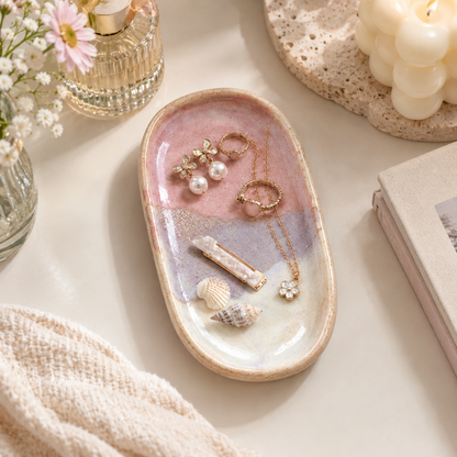 Pink & Lavender Gradient Glazed Ceramic Trinket Dish