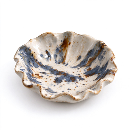 Scallop Blue Speckle Ceramic Trinket Bowl