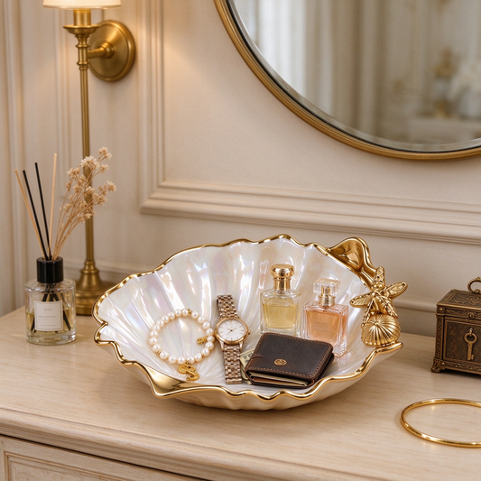 Pearl Seashell Ceramic Trinket Dish